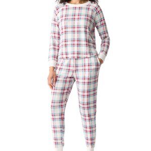 #1004Gap GapBody Women's Packaged Ribbed Printed Jogger Pajama Set - Multi Plaid